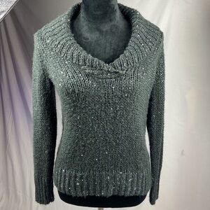 Jones New York Black Sparkly Cowl Neck Sweater